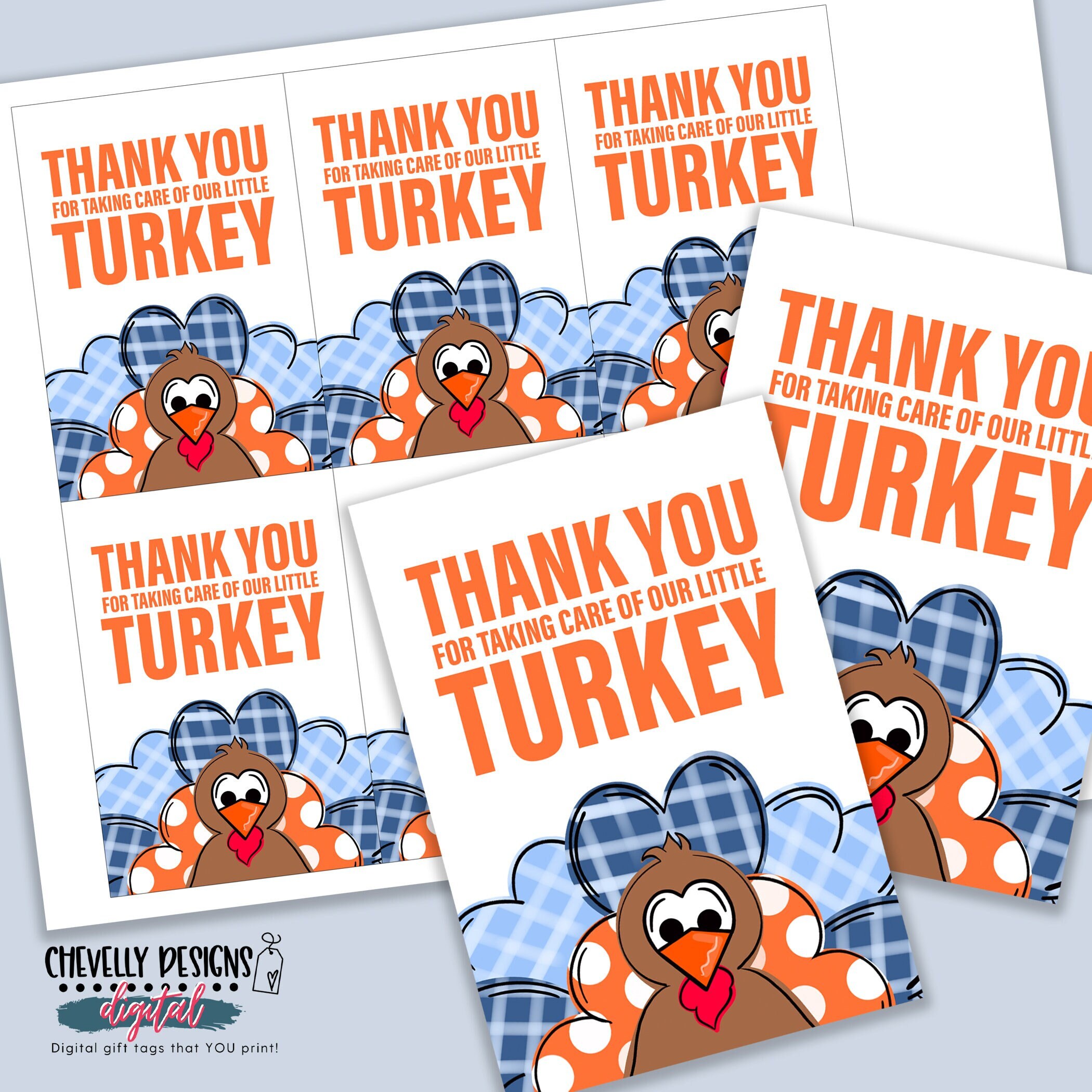 Thank You for Taking Care of Our Turkey - Printable Gift Tags - DIGITAL ...