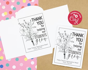 Editable - Flower Seed Packet Gift Card Holder - Teacher Appreciation - Printable Digital File - MISC006