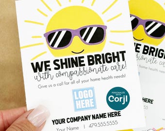 EDITABLE - Printable Referral Gift Tags,  We Shine Bright Healthcare Tags, Marketing Labels, Digital File HT072