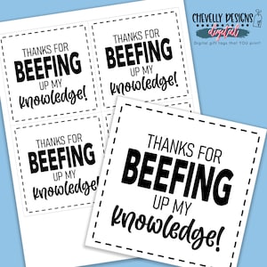 Printable Beef Jerky Teacher Appreciation Gift Tags - Instant Digital Download - HT255