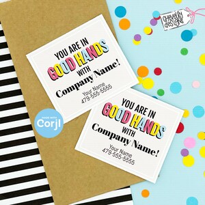 Editable - Your In Good Hands - Referral Gift Tags for Business Marketing - Printable - Digital File - HT336 image 1