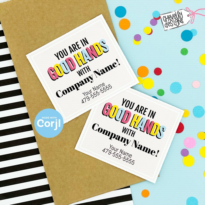 Editable - Your In Good Hands - Referral Gift Tags for Business Marketing - Printable - Digital File - HT336 image 1
