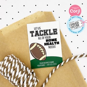 Editable Football Referral Gift Tags - Let Us Tackle Your Home Health Needs - Printable - Digital File - HT098