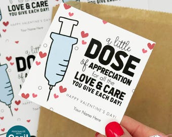Editable Referral Gift Tag: Dose of Appreciation, Valentine Marketing Label, Printable HTV016