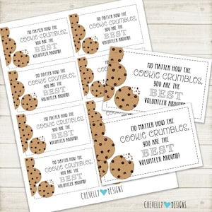 Volunteer Appreciation Gift Tags | COOKIE crumbles | Instant Digital Download | HT051b