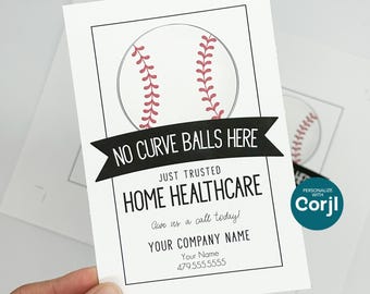 EDITABLE - Printable Referral Gift Tags,  No Curveballs Just Trusted Healthcare, Baseball, Marketing, Digital File HT066