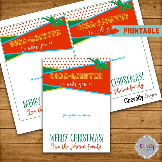 SONIC Christmas Gift Card Printable holiday soda gift | Etsy