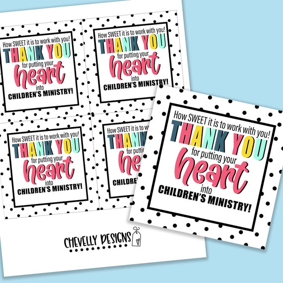 Printable Children's Ministry Appreciation Gift Tags| HT258b - Instant Download