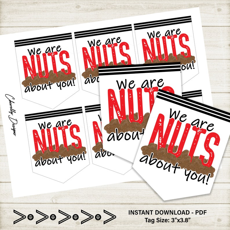 NUTS About You Gift Tags Printable Digtal File Gift Tags Etsy