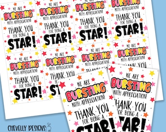 Printable Bursting with Appreciation Gift Tags - Instant Digital Download - HT253