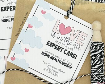 Editable Printable Valentine Marketing Gift Tags, Love Is In The Air and So Is Our Expert Care VAL031