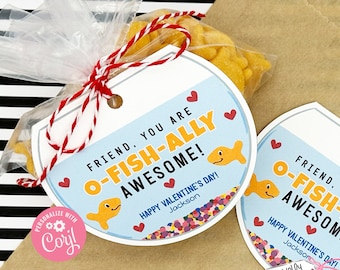 Editable - Printable Fishbowl Valentines - Classmate gifts - Digital File - VAL062