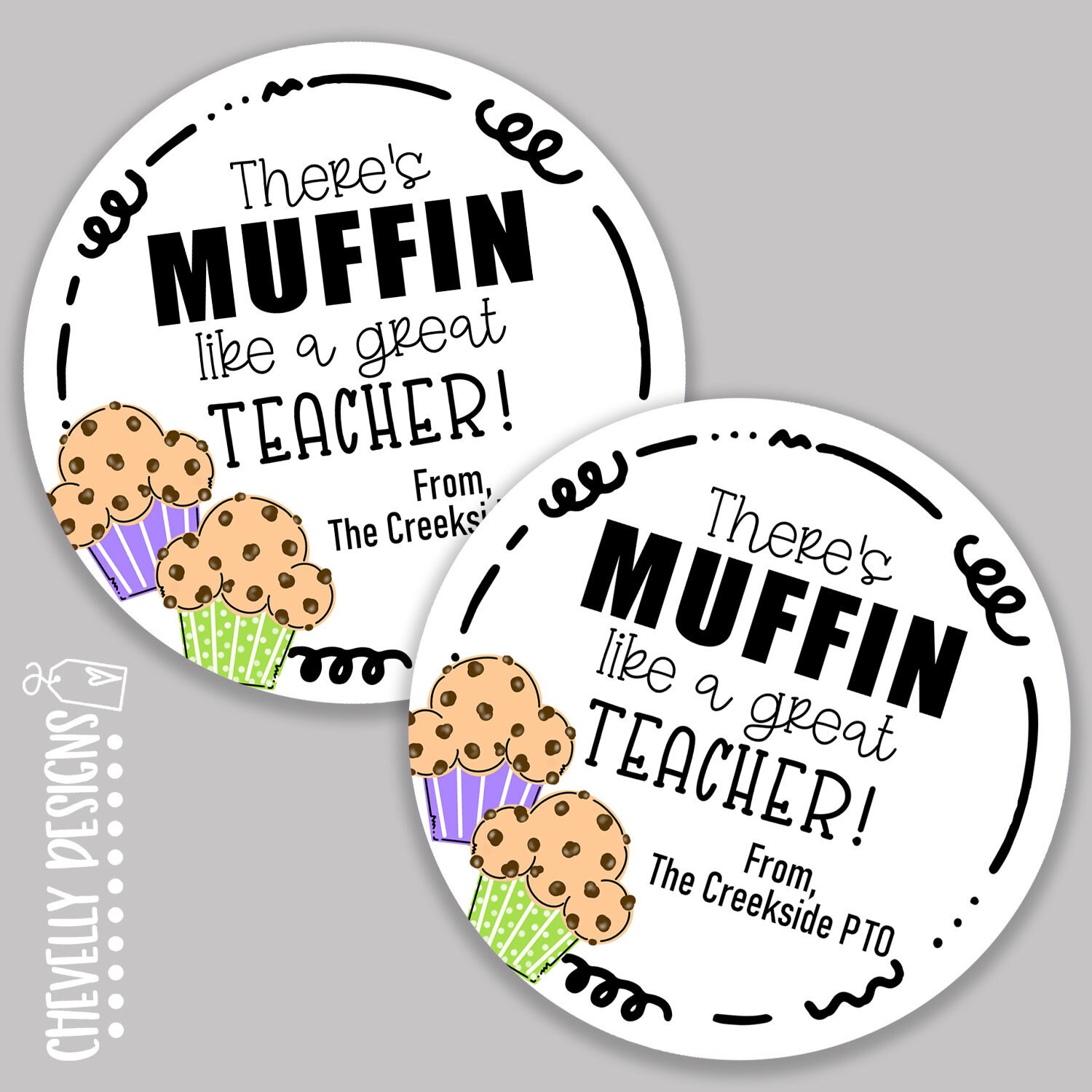 Personalized Muffin Great Teacher Appreciation Circle Gift | Etsy
