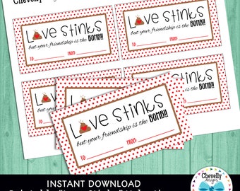 Love Stinks Valentine - You Print | Whoopee Cushion | Coworker Gift | Boss | Friend | Kids | Valentines Day Cards | VAL028, INSTANT DOWNLOAD