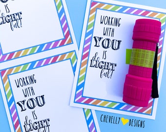 Printable "Working with You is de-LIGHT-ful" Gift Tags | Instant Digital File - HT123