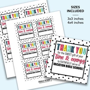 Printable Vacation Bible School Worker Appreciation Gift Tags| HT258a - Instant Download