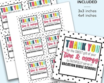 Druckbare Urlaub Bibel Schule Arbeiter Wertschätzung Geschenkanhänger | HT258a - Sofortdownload