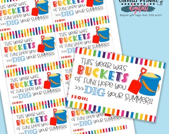 Buckets of Fun Gift Tags |Printable Dgital File | End of the year, schools out, student gift | HT-EOY011 - INSTANT DOWNLOAD