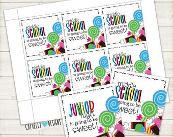 Printable "Middle School is going to be Sweet" Gift Tags - Instant Digital Download | HT077a