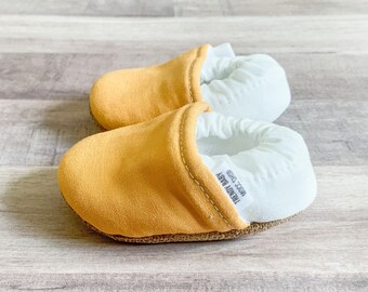 Trendy Baby Moccasins - Mustard and Cream