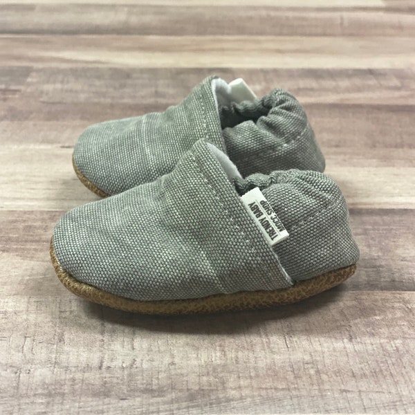 BUY 2, GET 1 FREE: Handmade baby moccasins, gray baby shoes, baby booties, personalized baby shoes, baby shower gift, toddler baby shoes