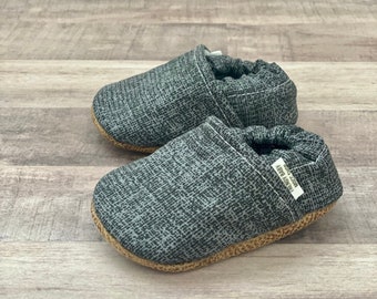 Mocasines de moda para bebés - Arpillera Negro Texturizado