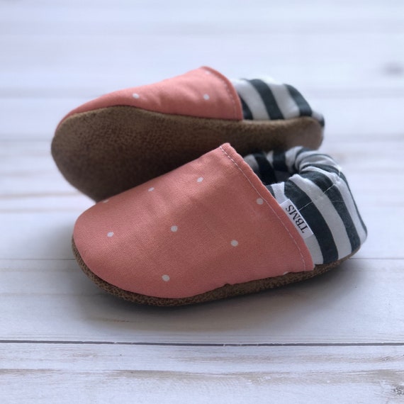 Trendy Baby Moccasins Pink and Stripes 