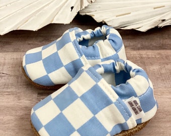 BUY 2, GET 1 FREE: Handmade Baby Moccasins - Checkered Print Slippers - Checker Baby Shoes - Trendy Baby Shower Gift - Checker Baby Booties
