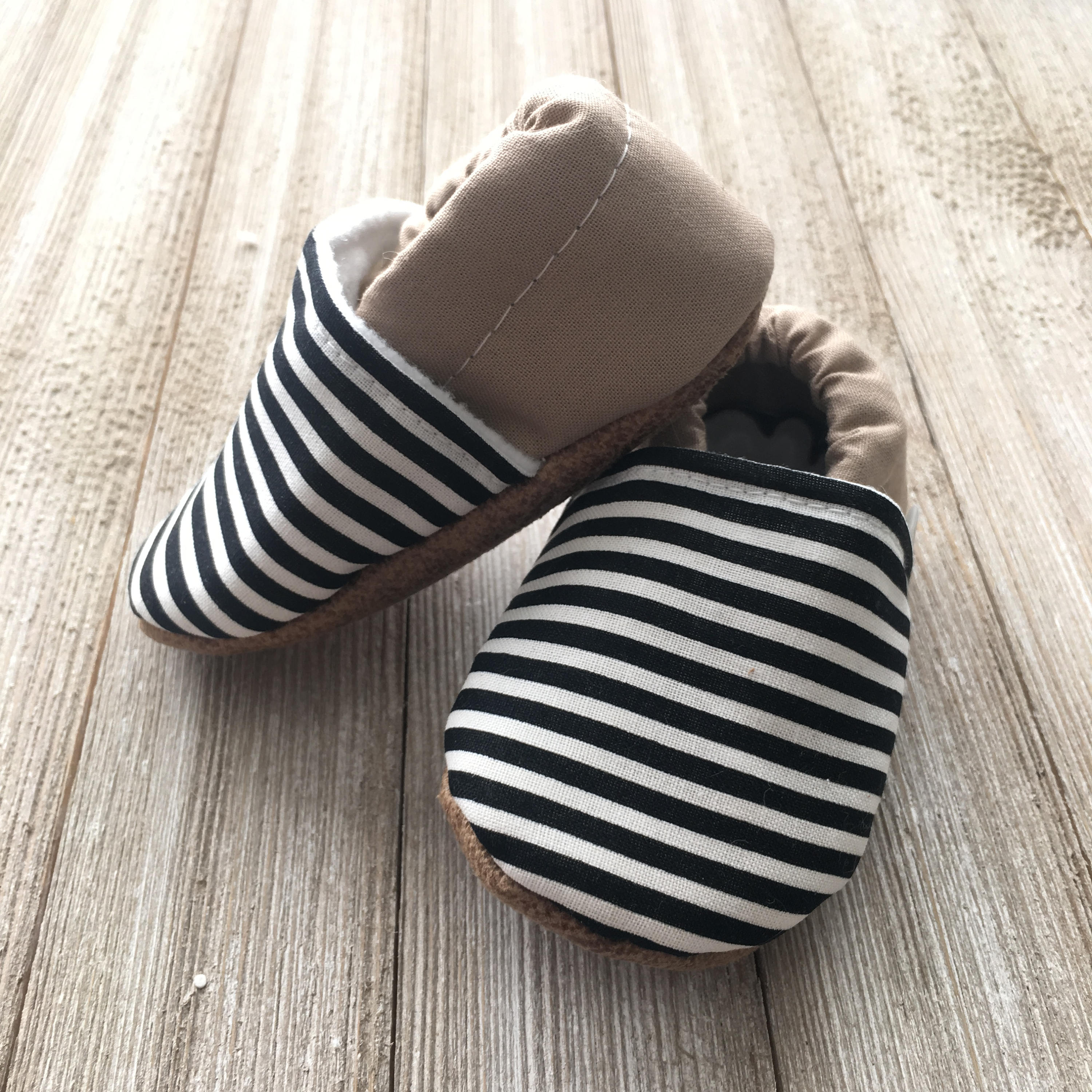 Size 19 Baby Moccasins - Tan with Brown Zigzag