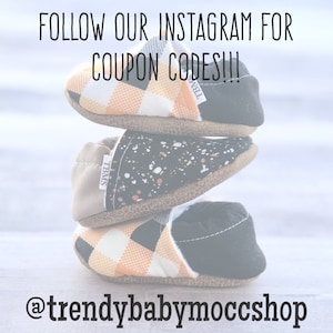 BUY 2, GET 1 FREE: Trendy Baby Moccasins Orange & Black Aztec, southwest baby booties, Aztec baby shoes, tribal baby soft sole shoes image 4