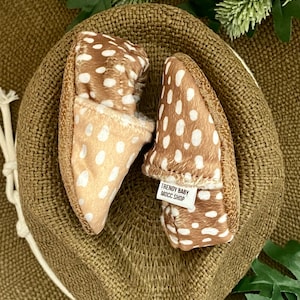 BUY 2, GET 1 FREE: Deer Baby Moccasins, Handmade Deer Baby Moccs, Deer Toddler Moccasins, Neutral Baby Shoes, Baby Shower Gift, Farm Nursery