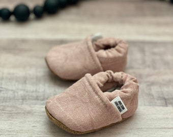 BUY 2, GET 1 FREE: Handmade Baby Moccasins, Pink Baby Moccs, Pink Toddler Moccasins, girl Baby Booties, Infant Slippers, Baby Shower Gift