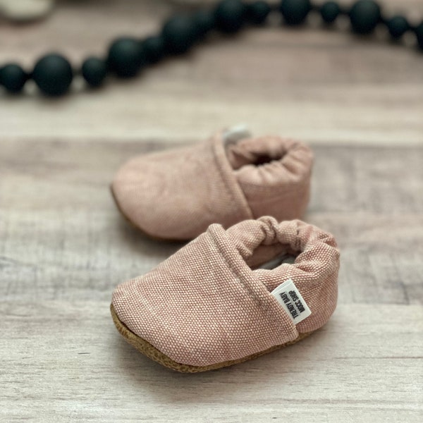 BUY 2, GET 1 FREE: Handmade Baby Moccasins, Pink Baby Moccs, Pink Toddler Moccasins, girl Baby Booties, Infant Slippers, Baby Shower Gift