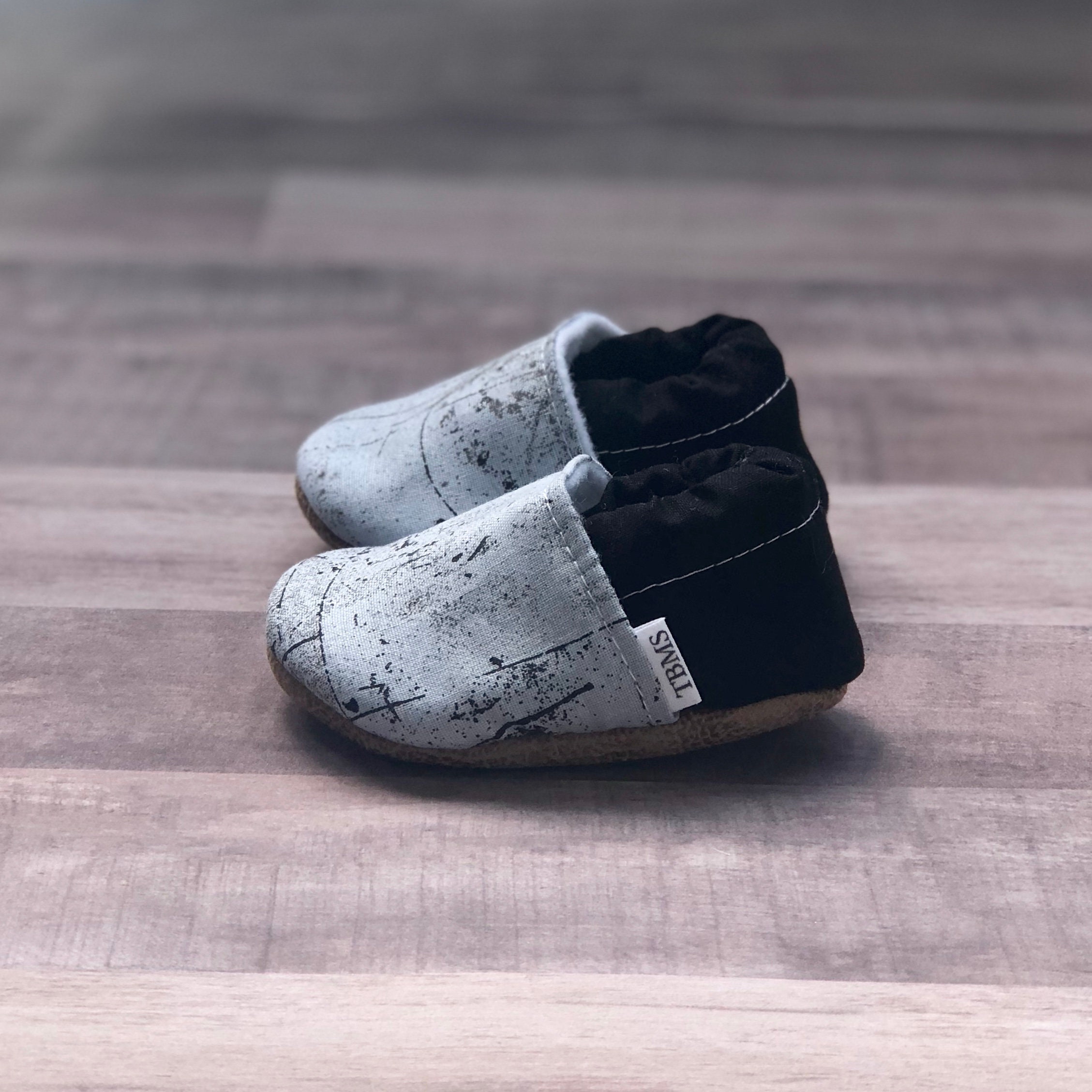 gray baby moccasins