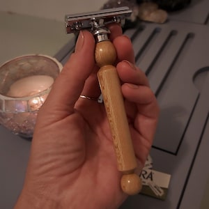 シカモア ハンドメイド木製安全カミソリ、シェーバー