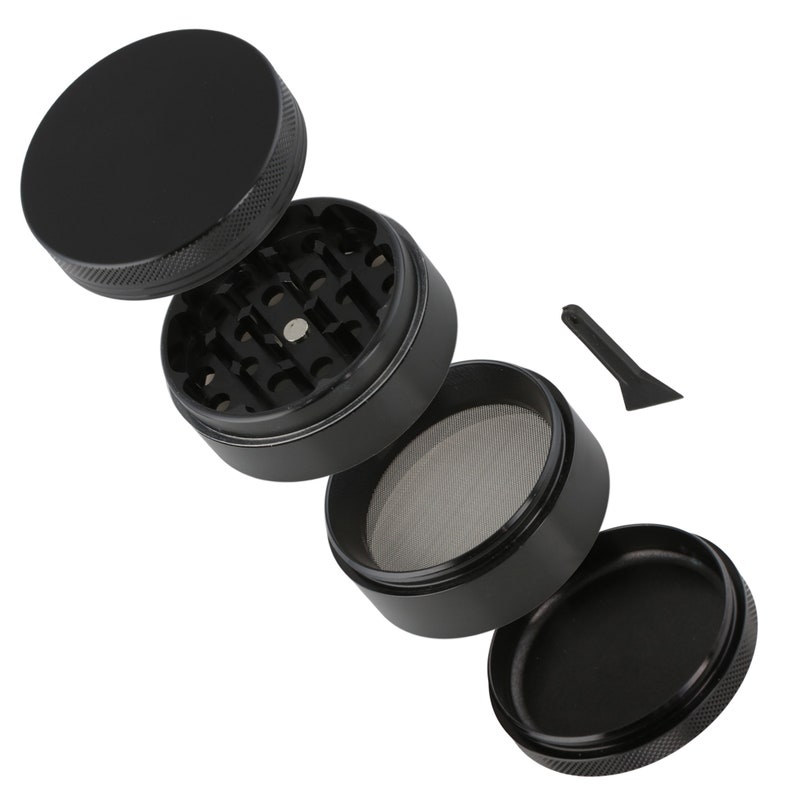 5 Part Aluminum with Pollen Screen Custom Herb Grinder with Engraved Hamsa Hand design Magnetic Top Custom Orders available