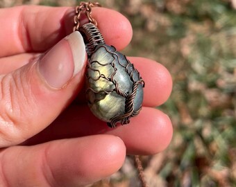 Tree of Life Pendant ~ Labradorite Gemstone Talisman Necklace ~ Copper Wire Wrap Pendant ~ Handmade in Appalachia
