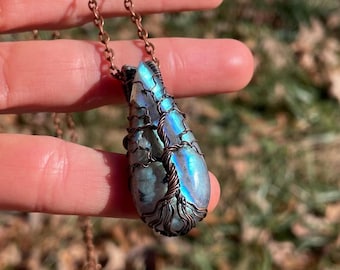 Tree of Life Pendant ~ Labradorite Gemstone Talisman Necklace ~ Copper Wire Wrap Pendant ~ Handmade in Appalachia