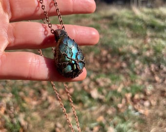 Tree of Life Pendant ~ Labradorite Gemstone Talisman Necklace ~ Copper Wire Wrap Pendant ~ Handmade in Appalachia