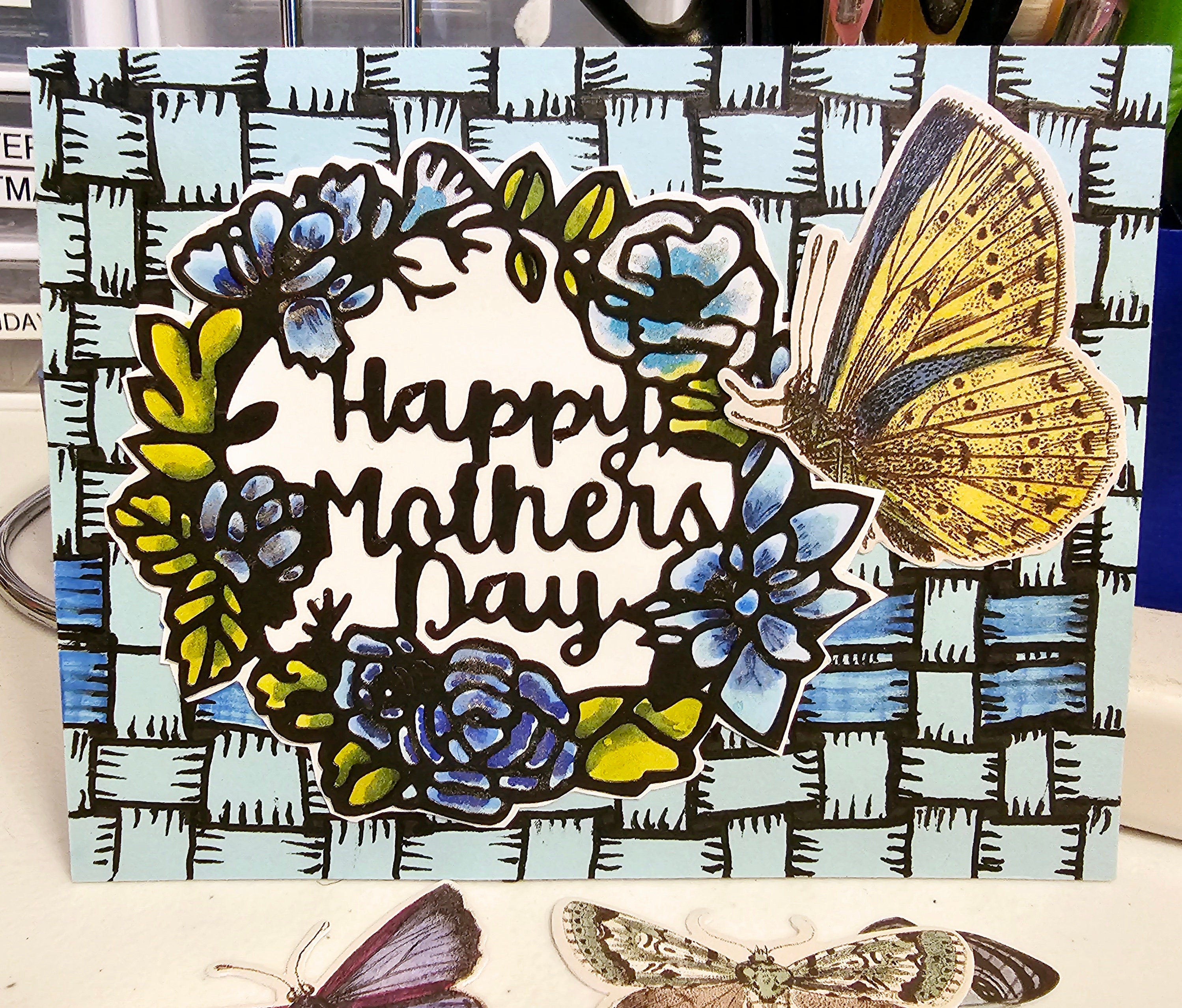 Happy Mother's Day With Pink and Yellow Flower Wreath Card - Etsy