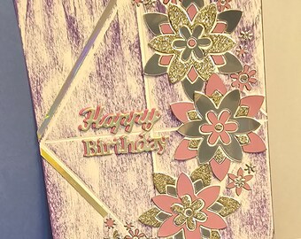 Happy Birthday in Purple Flowers Card
