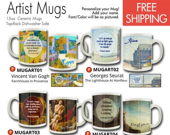 Artist Mug Personalized Mug Van Gogh Seurat Rubens Rembrandt Monet Degas 15 oz Coffee Mug