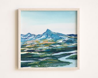 Mountain Watercolor Print, "Alpine Marsh", Fine Art Print, Mountains and Meadow Painting