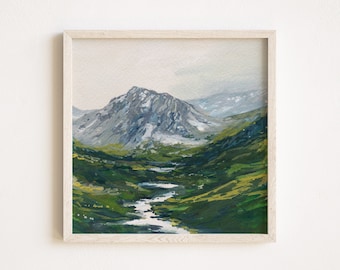 Mountain Watercolor Print, "Mountain Ramble", Made in Colorado, 8x8, 10x10, 12x12, 14x14, 16x16