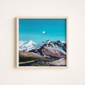 Mountain Landscape Watercolor, &quot;Snowy Mountain Drive&quot;, Fall Collection, Giclée Fine Art Print