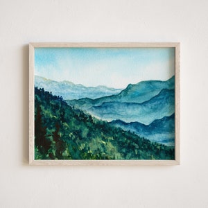 Smoky Mountain Watercolor Print, "On the Hilltop' Great Smoky Mountains National Park, Appalachian Mountains, Blue Ridge Parkway, Wall Art