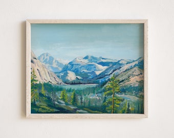 Yosemite Wilderness Art Print, Mountain Watercolor Print