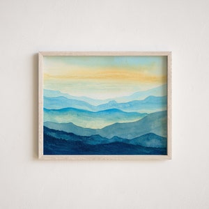 The Great Smoky Mountains National Park Print | "Gentle Hills" Mountain Painting | Blue Ridge Mountains Watercolor | Mountains Wall Decor