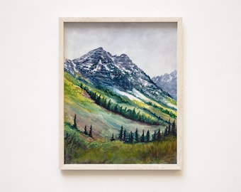 Colorado Watercolor Print, "Aspen", Mountain Art