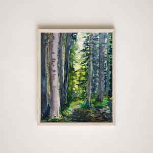 Forest Watercolor Print | "Forest Light " Tree Art | 5x7 | 8x10 | 11x14 | 13x19